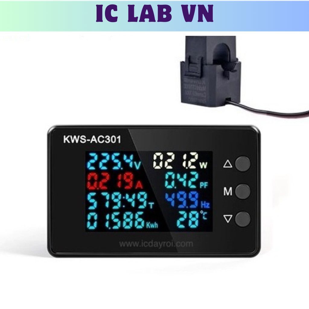 Đồng Hồ Đo Điện 100A KWS-AC301 8 Chức Năng, Cảm Biến Riêng Loại Kẹp Dây Ic Lab VN