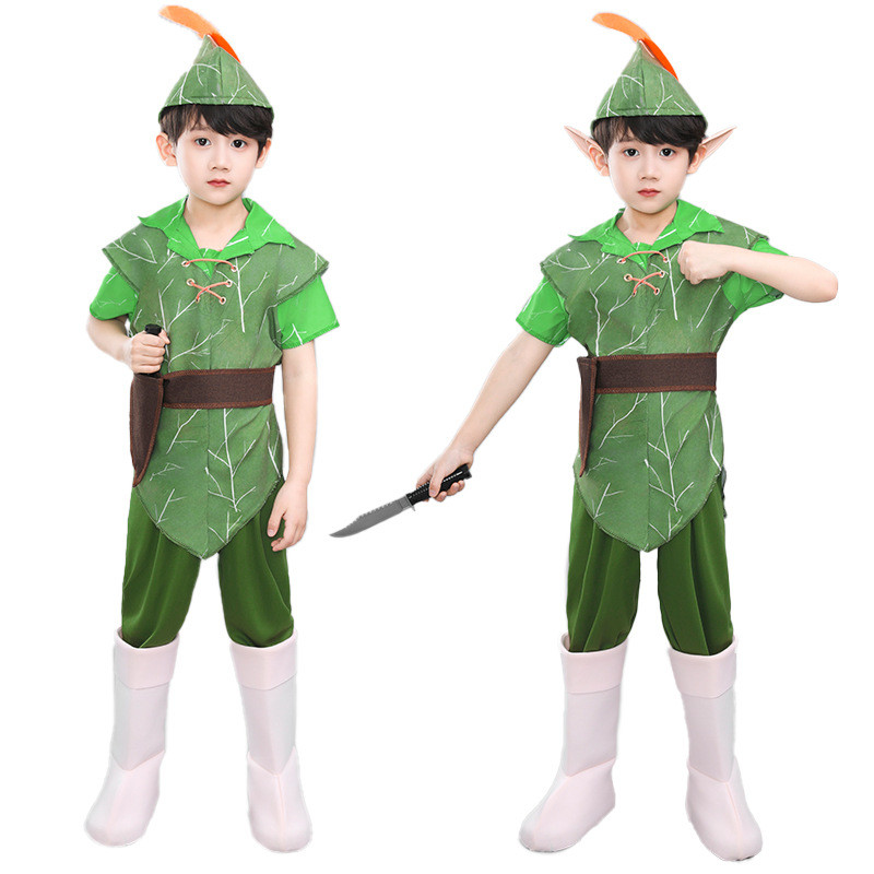 Giáng Sinh Trẻ Em Peter Pan Phim Peter Pan Green Elf Trẻ Em Nam Nữ Trình Diễn Trang Phục Trường