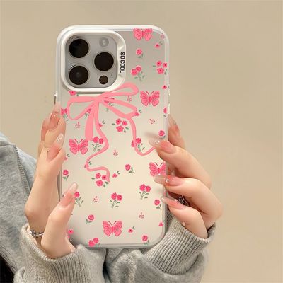 Ốp Điện Thoại Suntaiho Họa Tiết Nơ Hoa Hồng Dễ Thương IDM Cứng Cao Cấp Chống Sốc Cho iPhone 11 12 13 14 15 16 17 Pro Max IP Plus