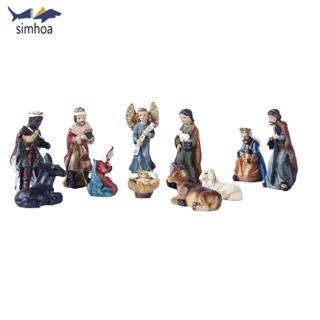  Simhoa Nhựa Cơ Đốc Giáo Bith of Chúa Giêsu Bộ Thu Nhỏ 11 Chiếc Nhựa Thánh Chúa Giáng Sinh Tượng Tôn Giáo Kệ Giáng Sinh Để Bàn Trang Trí 
