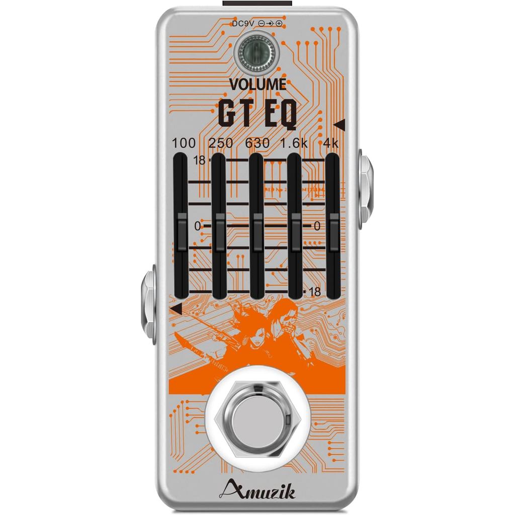 Amuzik EQ Pedal 5 Band Equalizer Effects Pedal Analog Graphic Equalization Guitar Effects Pedals ± 1