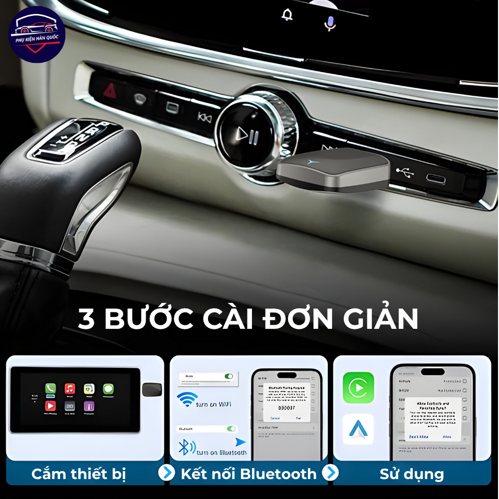 Bộ kết nối Carplay không dây Cronus, Apple Carplay & Android Auto, WIFI6+Bluetooth 5.4 BH 6 tháng