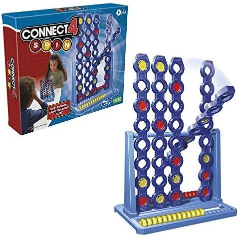 Hasbro Gaming Connect 4 trò chơi quay, tính năng Spinning Connect 4 lưới, 2 trò chơi trên bảng dành 