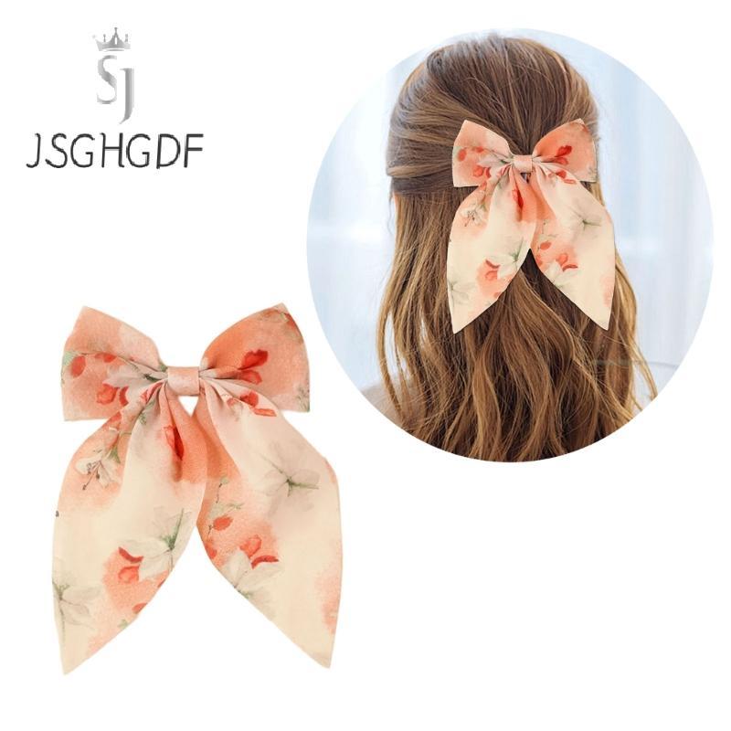 JSGHGDF * Barrette Haipin Nơ In Hoa Bên Kẹp Tóc Giáng Sinh Barrette