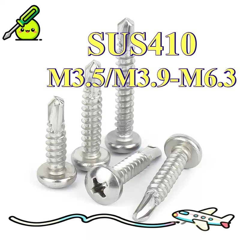 Đầu chéo bằng thép không gỉ 410 tự khai thác đầu chảo vít tự khoan đầu khoan đuôi vít đuôi bồ câu M3