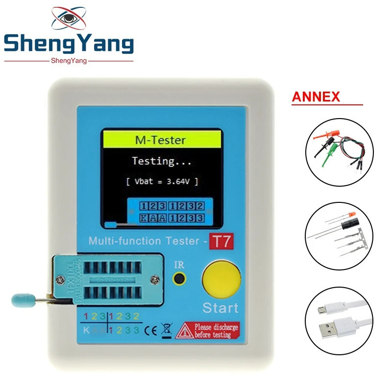Máy kiểm tra điện trở điện dung LCR-T7 Máy đo điện trở màn hình đầy đủ màu sắc cho Diode Triode Tụ đ