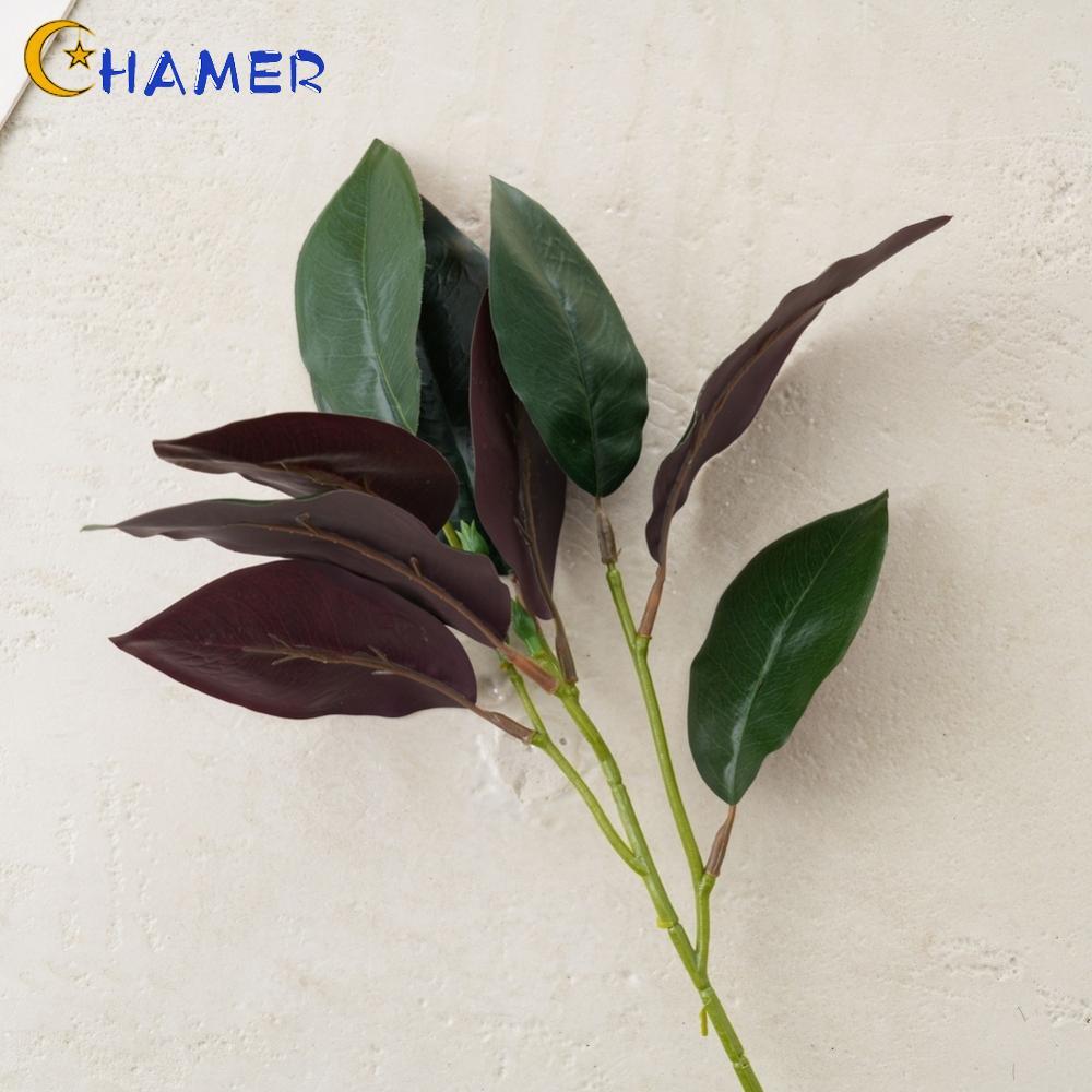 【CHAMER】Green Artificial Magnolia Leaves with Purple Back for Outdoor and For Home Decor【HomeLiving】