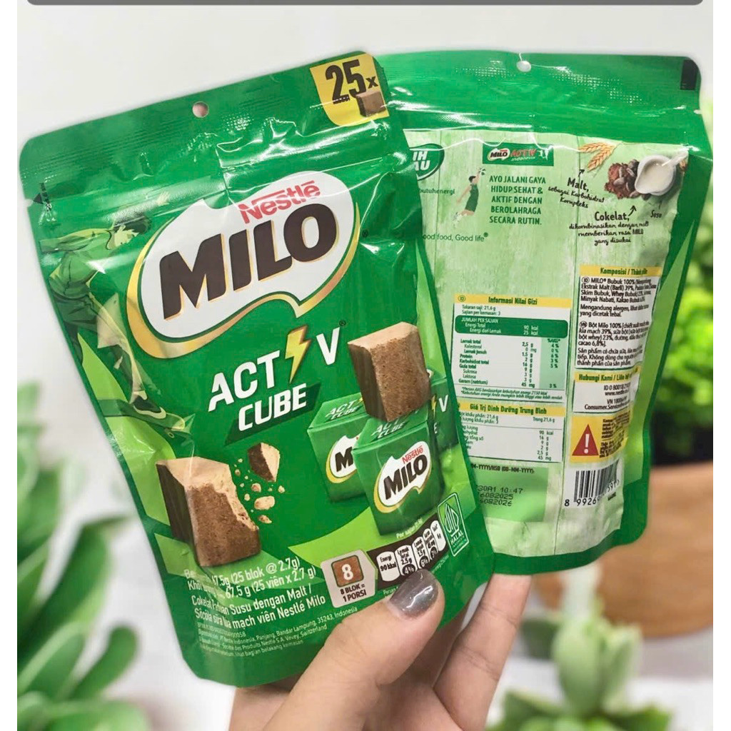 KẸO MILO CUBE - TÚI 25 VIÊN milo cube socola sữa lúa mạch viên Nestle Milo đồ ăn vặt ngon hấp dẫn