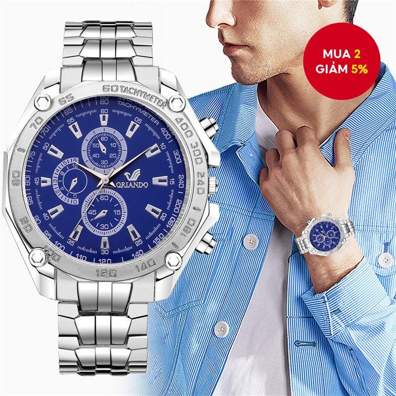 Đồng hồ nam ORLANDO sang trọng mới, đồng hồ đeo tay bằng thép không gỉ, đồng hồ quartz cho nam, món 