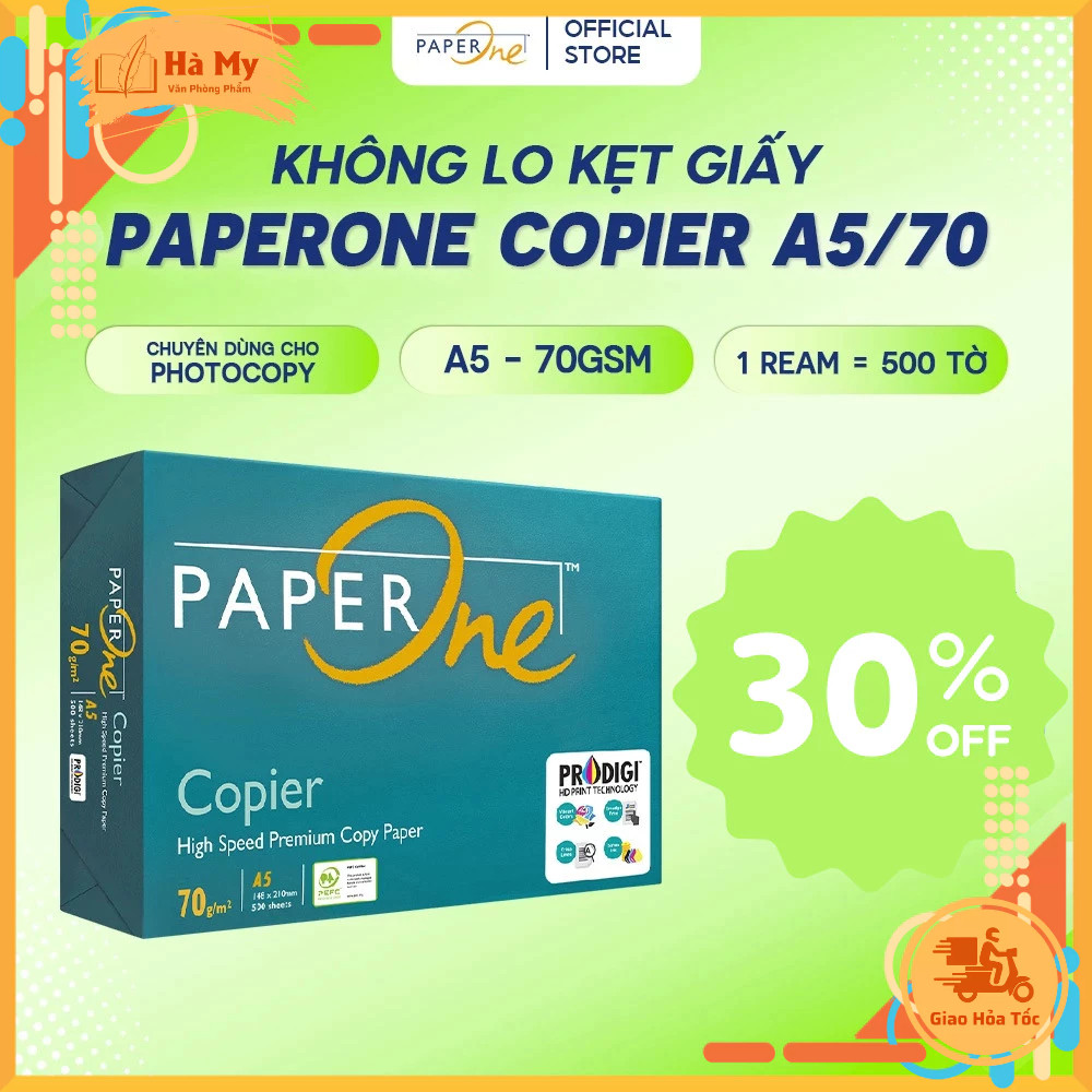 1 Ream 500 Tờ Giấy in Văn Phòng Paper one 70gsm/80gsm Khổ A5/A4