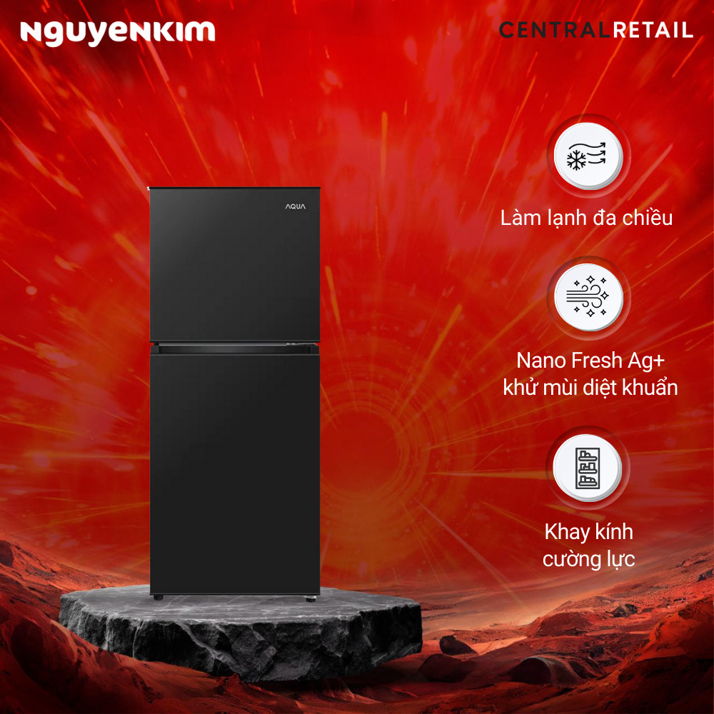 Tủ lạnh 2 cánh Aqua 130 lít ngăn đông trên AQR-T160FA(BS) | BigBuy360 - bigbuy360.vn