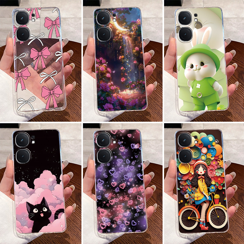 Ốp Lưng Cho Vivo iQOO Neo 9 9s Pro Plus Trong Suốt Mèo Thỏ TPU Mềm Silicon Cho Vivo iQOO Neo9 Neo9s 