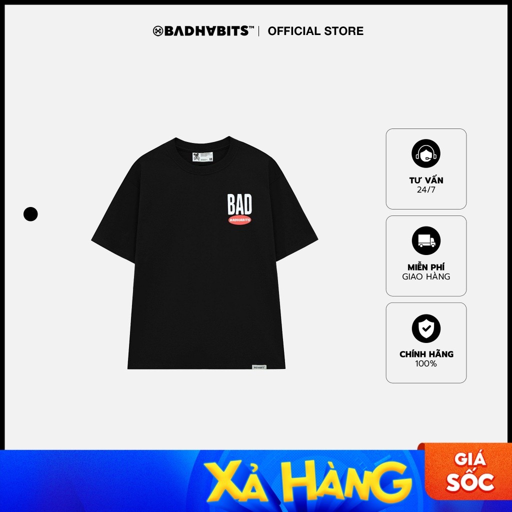 Áo Thun Unisex Bad Habits- Black Bad Icon Tee - Local Brand Chính Hãng