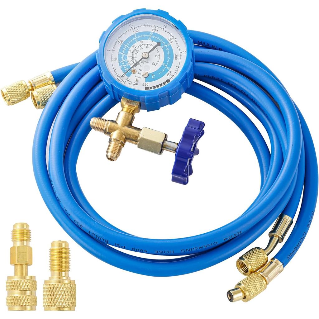 Bộ sạc R410A Ống sạc AC, Bộ đồng hồ đo đa dạng R410A với Bộ chuyển đổi chia nhỏ R410A 1 / 4 x 5 / 16