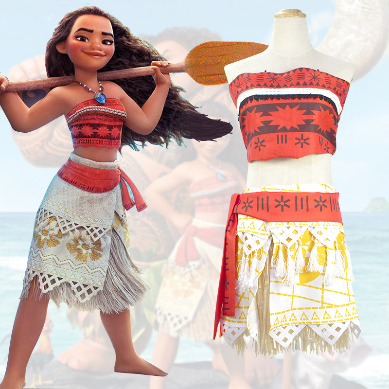 Ocean Romance Cos Moana Moana cosplay Moai Trẻ Em Quần Áo Công Chúa Cos Trang Phục