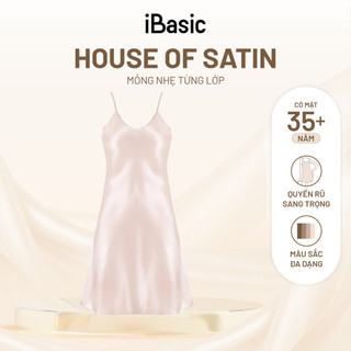   Đầm ngủ nữ iBasic hai dây lụa satin mềm mại 7916 - Màu da kem 