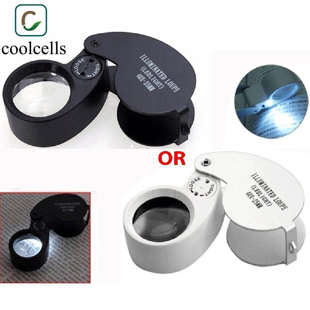 Kính lúp COOLCELLS 40X, Kính lúp gấp đường kính 25mm, Trang sức ống kính cầm tay bỏ túi 40X