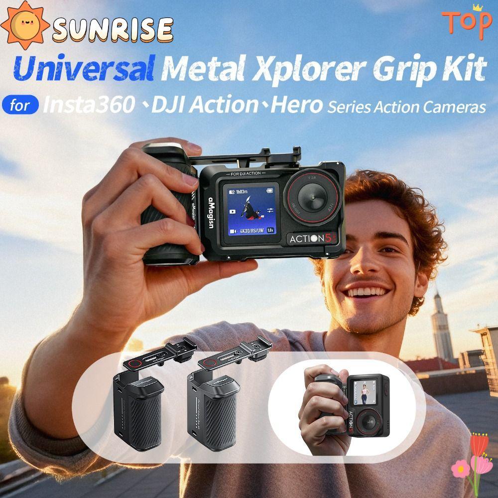 SUNRISE Xplorer Grip Kit Handle, Nút chụp bằng hợp kim nhôm Street Grip Vlog Holder, Phát hành nhanh