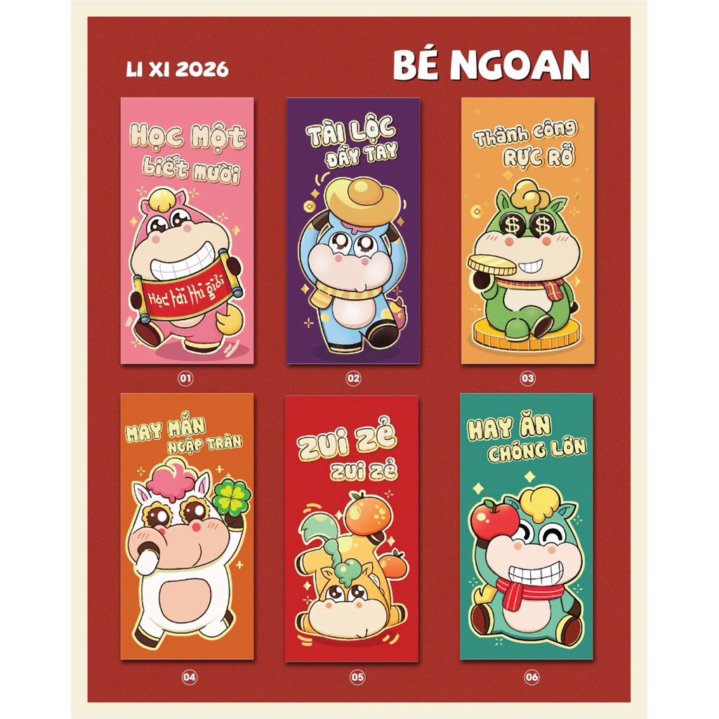 Set 60 Bao Lì Xì Ngựa 2026 – Bao Lixi Con Ngựa Dễ Thương – Mẫu Mới Trend Tết 2026