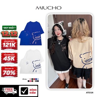  Áo thun nữ hình gấu form rộng ATD326 Miucho cotton cổ tròn in artwork 