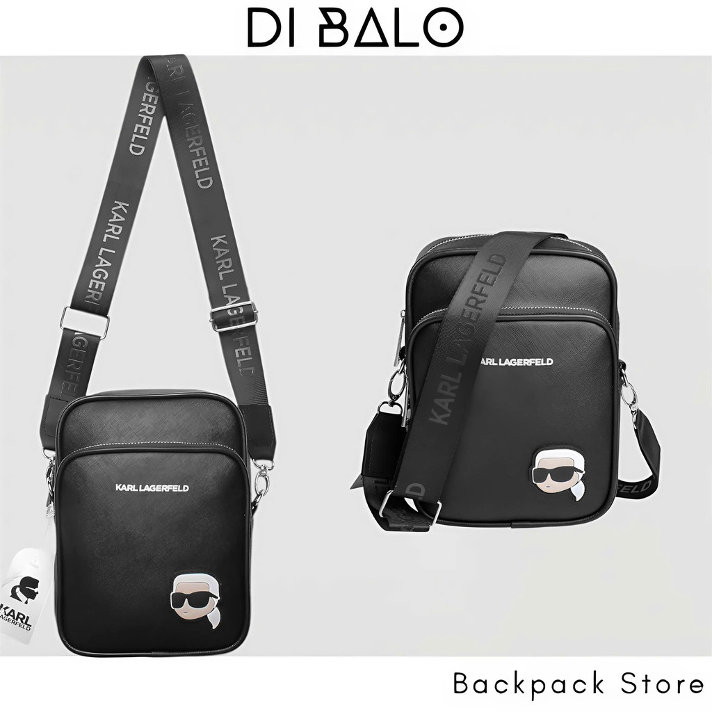 Túi Đeo Chéo KARL LAGERFELD Chất Liệu Da Simili Chống Nước Form Đứng Size 23*17 Cm Dây In Logo DI BA