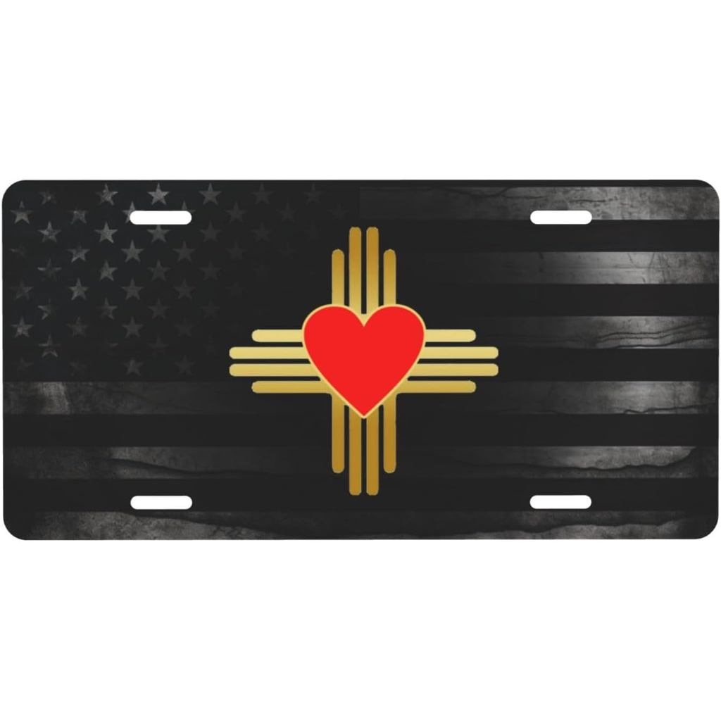 Zia with Heart Symbol - New Mexico State Flag Biển số nhôm phía trước được cá nhân hóa Thích hợp để 