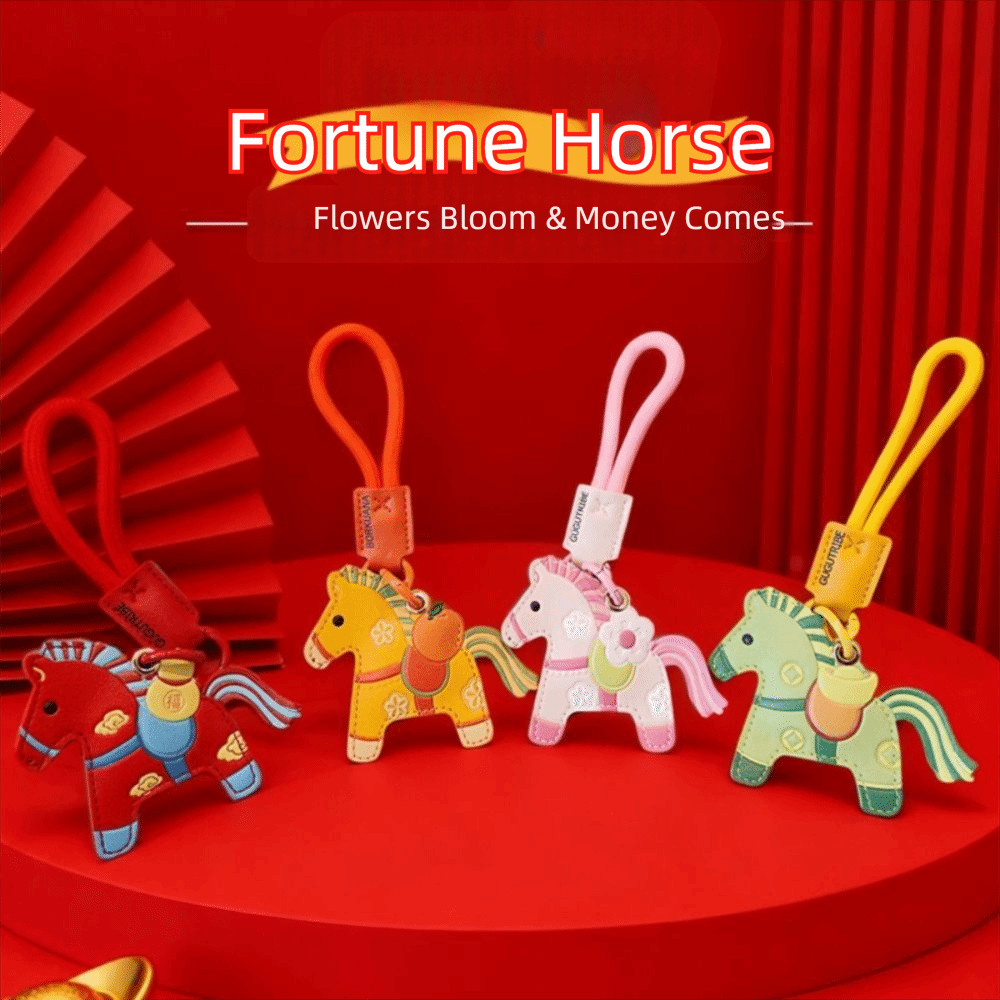 Móc khóa ngựa ZENITHSYNC, Hộp đựng thẻ kiểm soát truy cập Mặt dây chuyền ngựa hoạt hình, Trang trí ngựa phong phú và may mắn Năm con ngựa Da ngựa Móc khóa xe Quà tặng sinh nhật