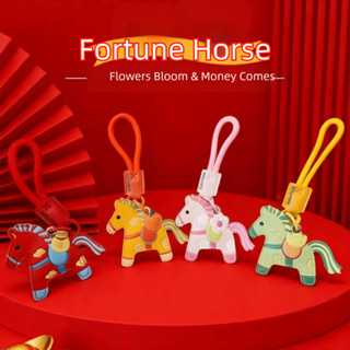 Móc khóa ngựa ZENITHSYNC, Hộp đựng thẻ kiểm soát truy cập Mặt dây chuyền ngựa hoạt hình, Trang trí ngựa phong phú và may mắn Năm con ngựa Da ngựa Móc khóa xe Quà tặng sinh nhật