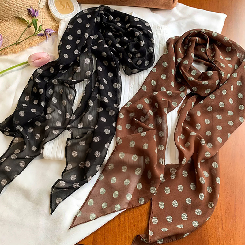 🔥Hàn Quốc dài chấm bi khăn quàng cổ nhẹ sang trọng khăn quàng cổ cao cấp cổ điển khí chất giản dị chống nắng cà vạt đa | BigBuy360 - bigbuy360.vn