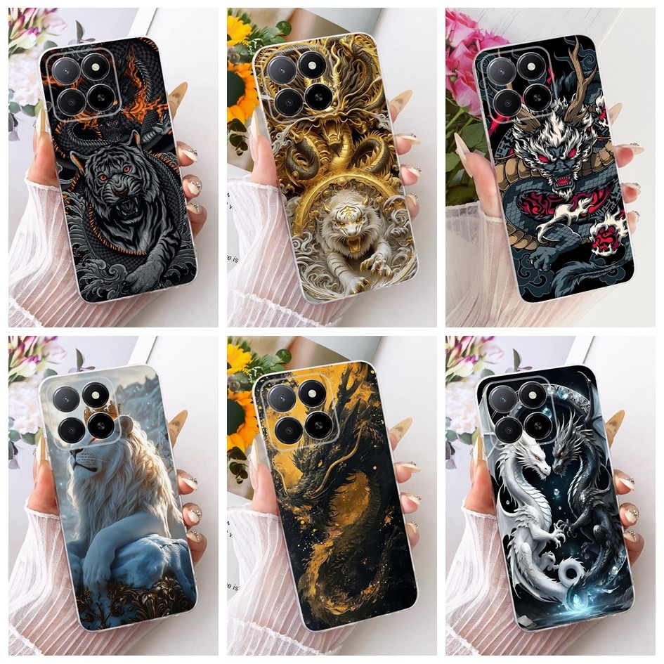 Dành Cho Honor X5b Plus Ốp Lưng GFY-LX2P Sang Trọng Rồng Sư Tử Mèo Hoạt Hình Mềm Mỏng Trong Suốt TPU