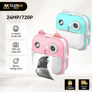 CLUBLU Máy Ảnh in Nhiệt Mini Q5 Wifi Kết Nối Điện Thoại 24MP Chụp Lấy Liền HD 720P Kèm Giấy Cho Bé
