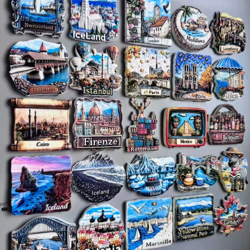 Nam châm tủ lạnh Geneva Thụy Sĩ Cairo Iceland Panama Istanbul Firenze Estonia Paris Rotterdam Maxico