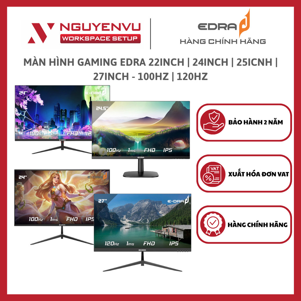 Màn hình gaming EDRA 24inch | 25icnh | 27inch - 100hz | 120hz EGM Series, Full HD, IPS - Hàng Chính 