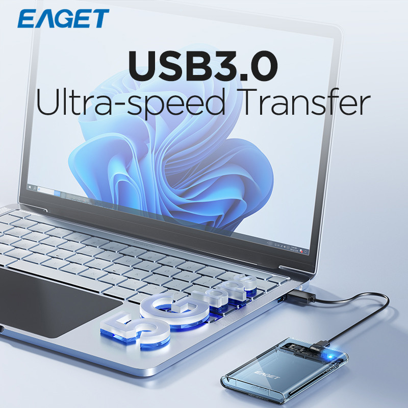 EAGET E15 2.5 inch SATA SSD & HDD Vỏ di động trong suốt có màn hình đèn thông minh (5Gbps) | BigBuy360 - bigbuy360.vn