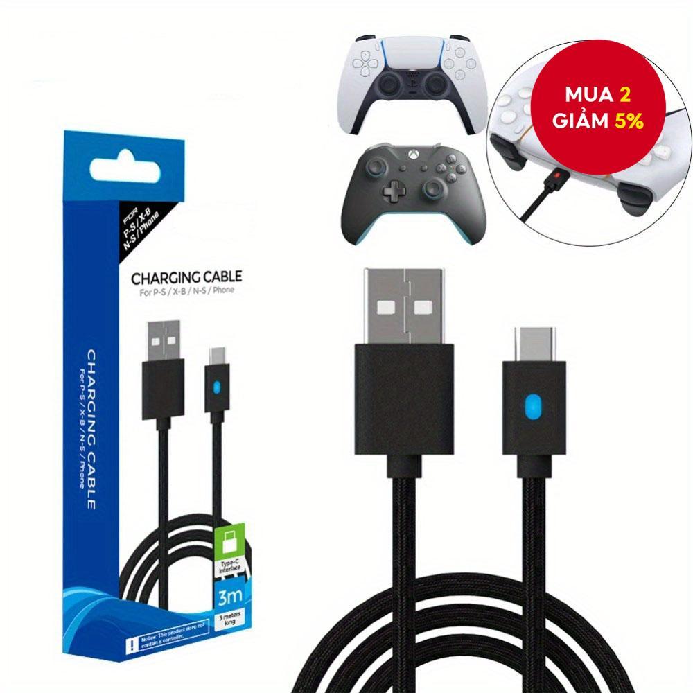 Dây sạc 3m dành cho PS5/PS5 Slim/Xbox Series S X/Switch/NS Pro cổng USB-C loại C phụ kiện tay cầm ch