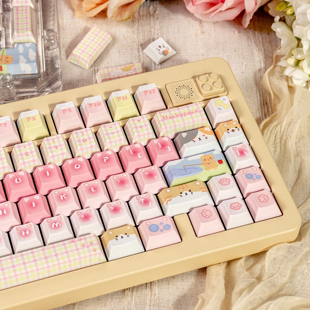 Cat Team Keycaps Cherry / COA Profile 140 Phím PBT Dye Thăng Hoa Wooting Aula F75 Keycap Cơ Kiểm Tra