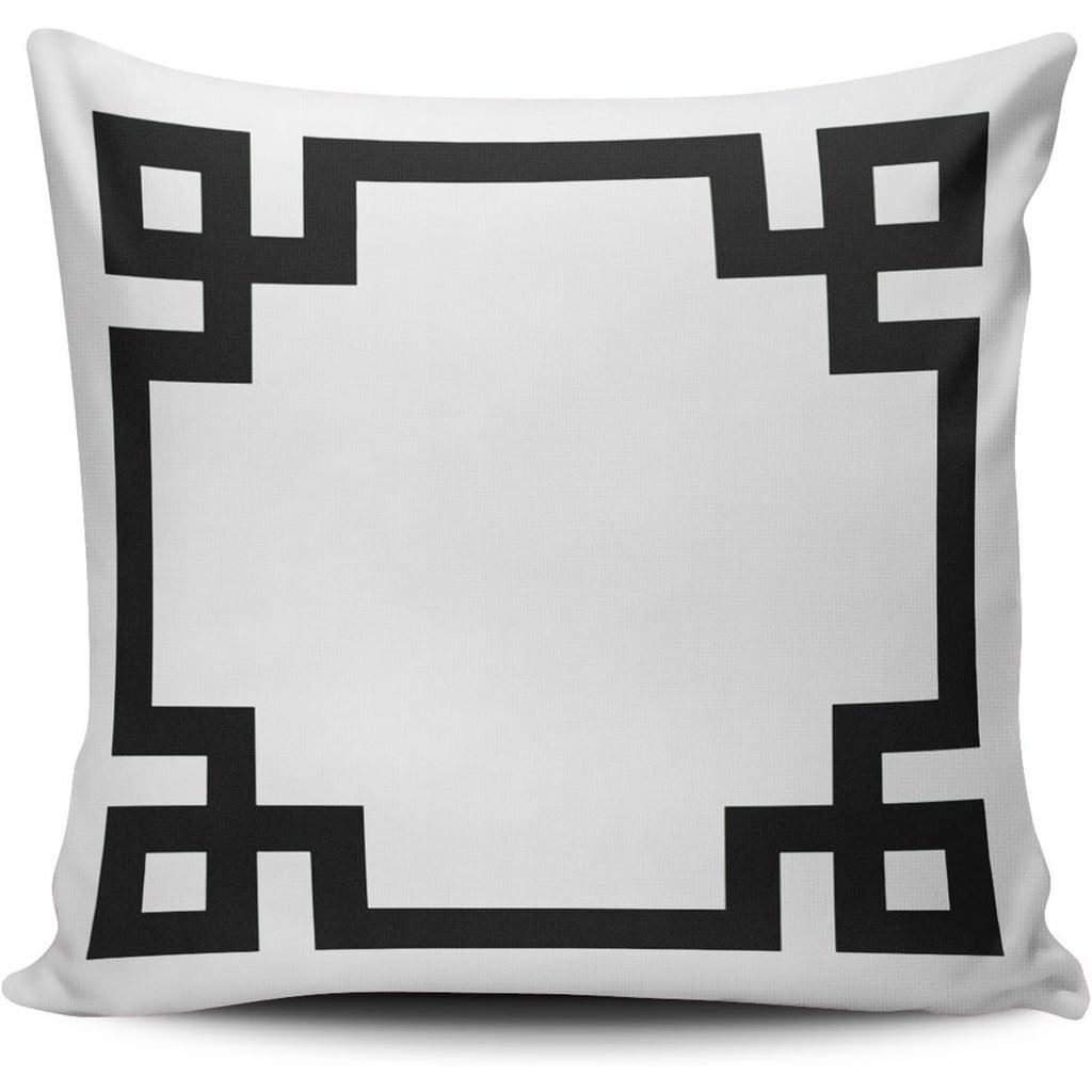 Thời Trang Tùy Chỉnh Trang Trí Nhà Vỏ Gối Màu Đen Trắng Hy Lạp Chìa Khóa Euro Vuông Ném Gối Vỏ Đệm 2