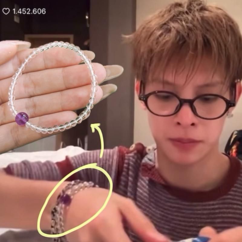 Vòng tay remake Chêms James Bracelet Cortis phối đá thiên nhiên Amethyst Clear Quartz - Xanh Jewelry