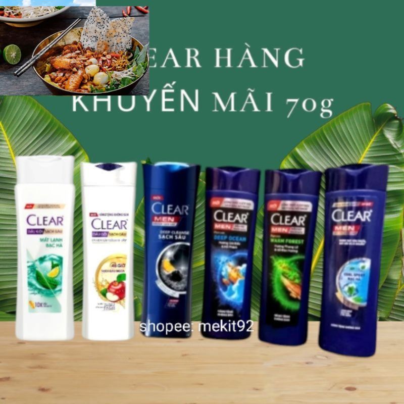 (COMBO 3 &5 CHAI) Dầu gội clear bạc hà sạch gàu - clear táo - clear gió biển & hổ phách - clear thảo