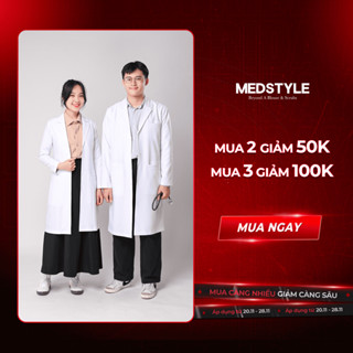  Áo Blouse trắng bác sĩ MedStyle áo bác sĩ đồng phục sinh viên y,chất cotton lạnh co giãn 4 chiều thấm hút mồ hôi tốt. 