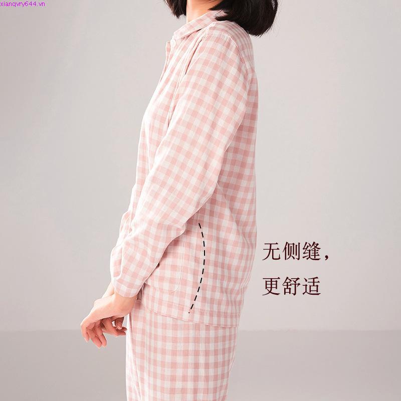 Bộ Đồ Ngủ Pijama Hai Lớp / Quần Dài Bằng Vải cotton Kẻ Sọc Dọc Phong Cách muji Nhật Bản Dành Cho Cặp