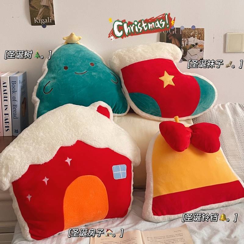 Snow House Christmas Tree New Year Pillow Ins Christmas Home Decoration Sofa and Bedside Back Cushio