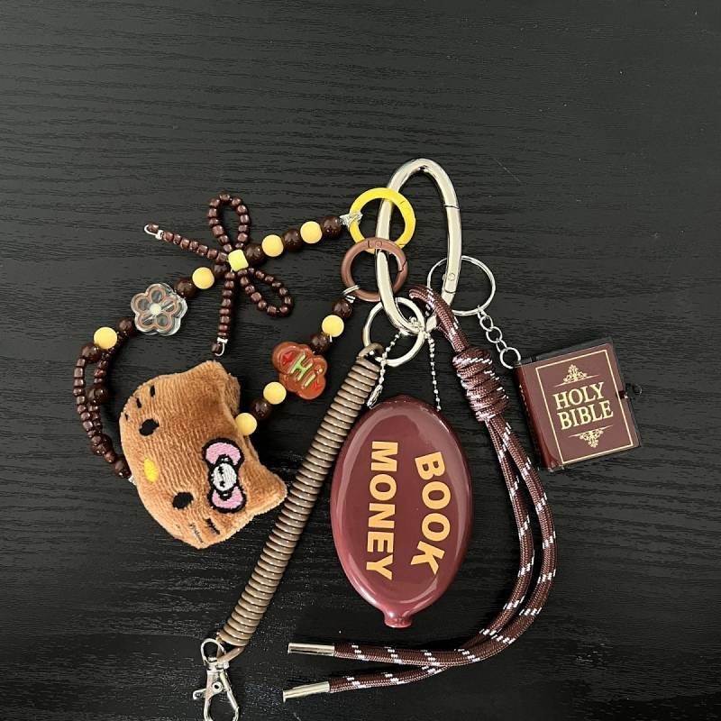 Retro Cola Miu Series Colorful Ropes Keychain Baseball Tennis DIY Key Chain Package Pendant Car Keyc