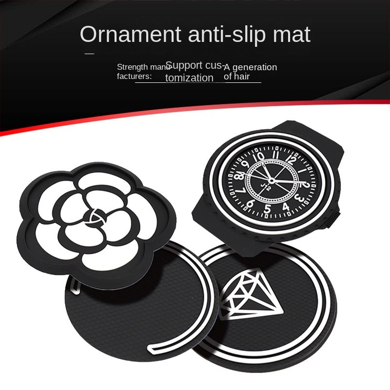 Camellia Decoration Car Anti-Slip Mat Dashboard Car Mobile Phone Car Auto Decoration Clock Diamond J