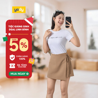    SALE ĐG  Chân váy quần nữ YODY buộc tà thắt nơ xinh xắn trẻ trung vải mịn WCSK25S023 