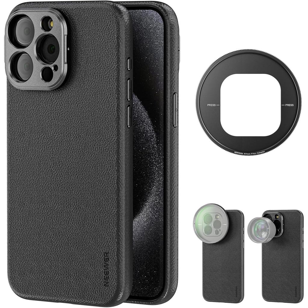 Ốp Điện Thoại NEEWER Cho 15 Pro Max, TPU + PC Bảo Vệ Hạng Nặng Với Mặt Sau Ống Kính 17mm, Bộ Chuyển 