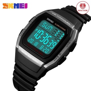  Đồng hồ nam nữ thể thao mới SKMEI 1278 vuông đa chức năng Chống Nước 50M Có Đồng Hồ Đếm Ngược Chrono 