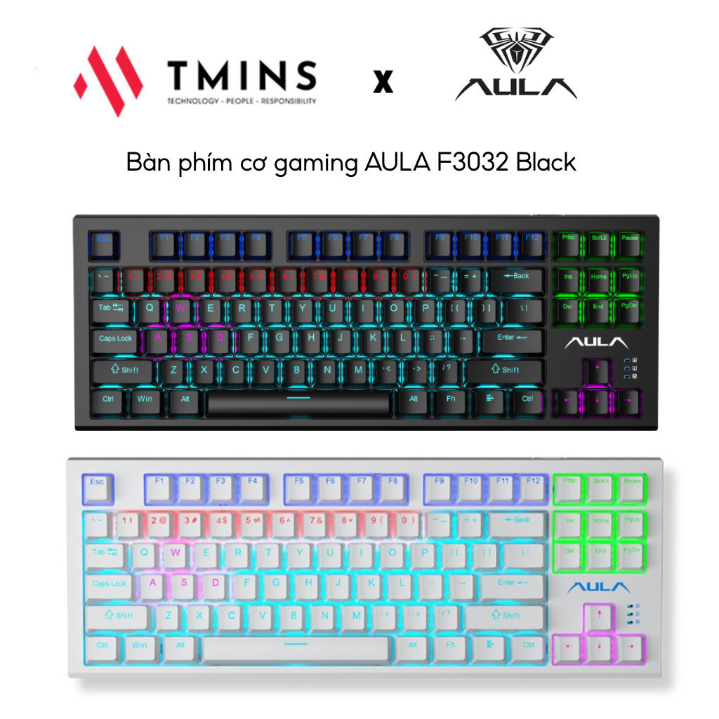 Bàn phím cơ Gaming có dây AULA F3032 ( LED Rainbow / Mạch xuôi /USB type C ) - Hàng Chính Hãng
