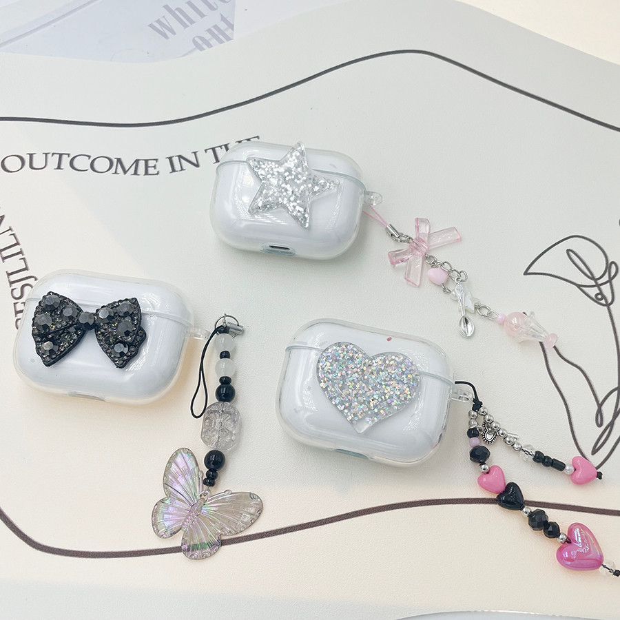 Ốp lưng trong suốt tình yêu sang trọng cho airpod pro 2 3 / airpod4 / airpod pro3 Ốp lưng silicon mề