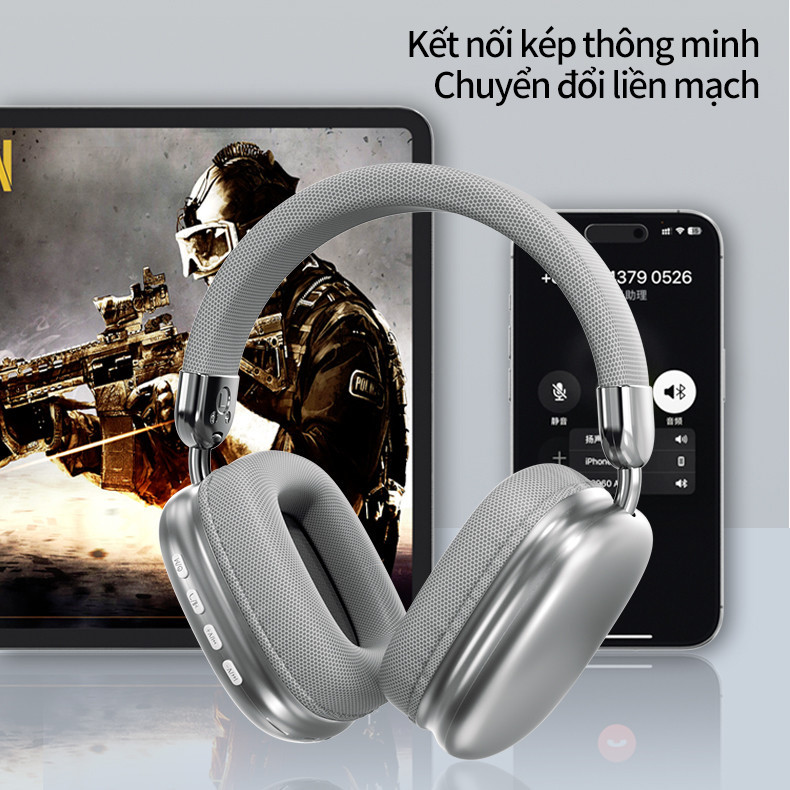 Tai nghe Bluetooth SPRISE WH35 bạc HiFi không dây chụp tai có Mic chơi game / Âm nhạc có thể gập lại qua tai Tai nghe thể thao TF / AUX | BigBuy360 - bigbuy360.vn
